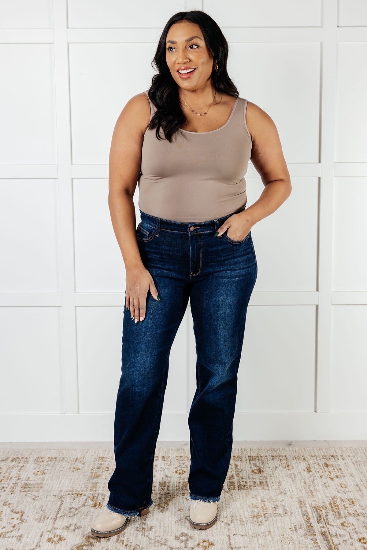 Jacqueline Mid Rise Frayed Hem Straight Leg Jeans for Women | Comfortable Denim Pants | Perfect for Casual Wear, Office Outfits & Weekend Style
