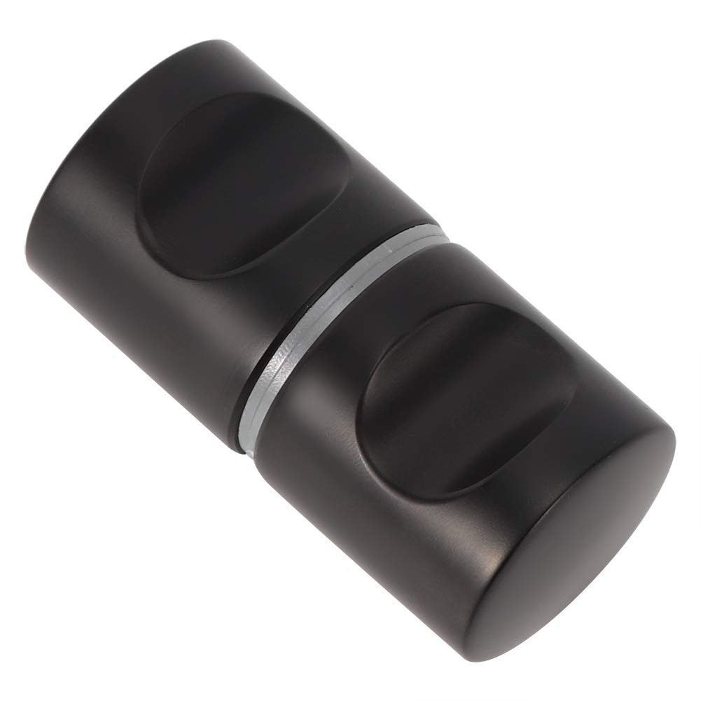 Walfront Matte Black Aluminum Alloy Single Hole Back-to-Back Pull Knob Handle for Glass Doors - Bathroom, Shower Room & Home Hardware (Perfect for Modern Cabinets, Closet Doors and Vanity Installations)