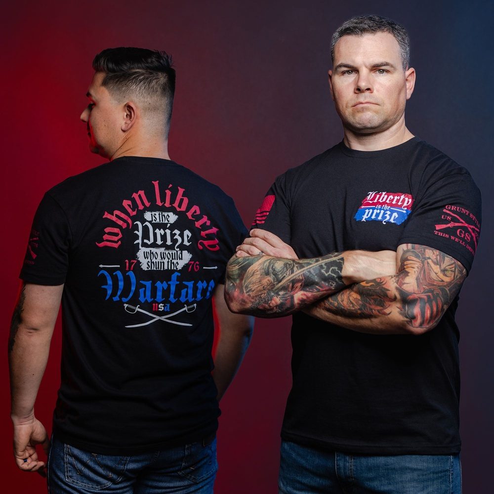 Liberty Is The Prize T-Shirt - Black Cotton Graphic Tee for Men & Women | Patriotic American Flag Shirt for Independence Day & Political Events