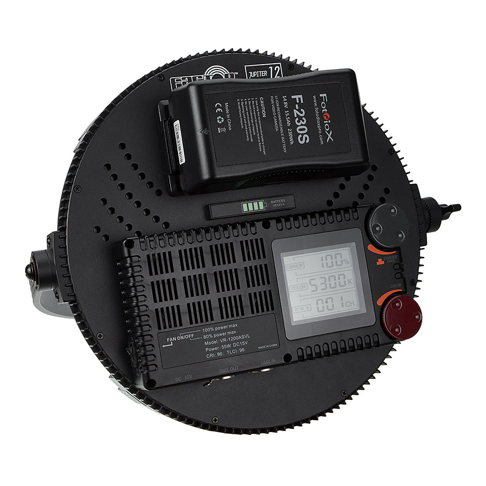 Fotodiox Dual Position 14.8V V Mount Battery Charger Kit with 2 Li-Ion Batteries - Power Supply Stand with XLR DC Output for Fotodiox Pro, FlapJack & Factor Series LED Lights - Perfect for Studio Lighting & On-Location Video Production