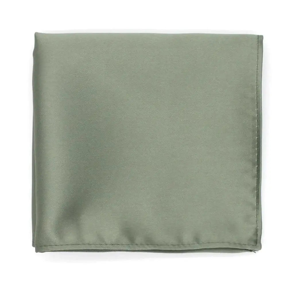 L.A. Smith Sage Green Plain Satin Necktie and Pocket Square Set - Formal Wedding, Business Attire & Special Occasion Accessories