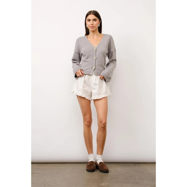 Eden Fitted Button Up Cardigan for Women - Soft Grey Knit Sweater | Office Wear, Casual Outfits & Layering Essential