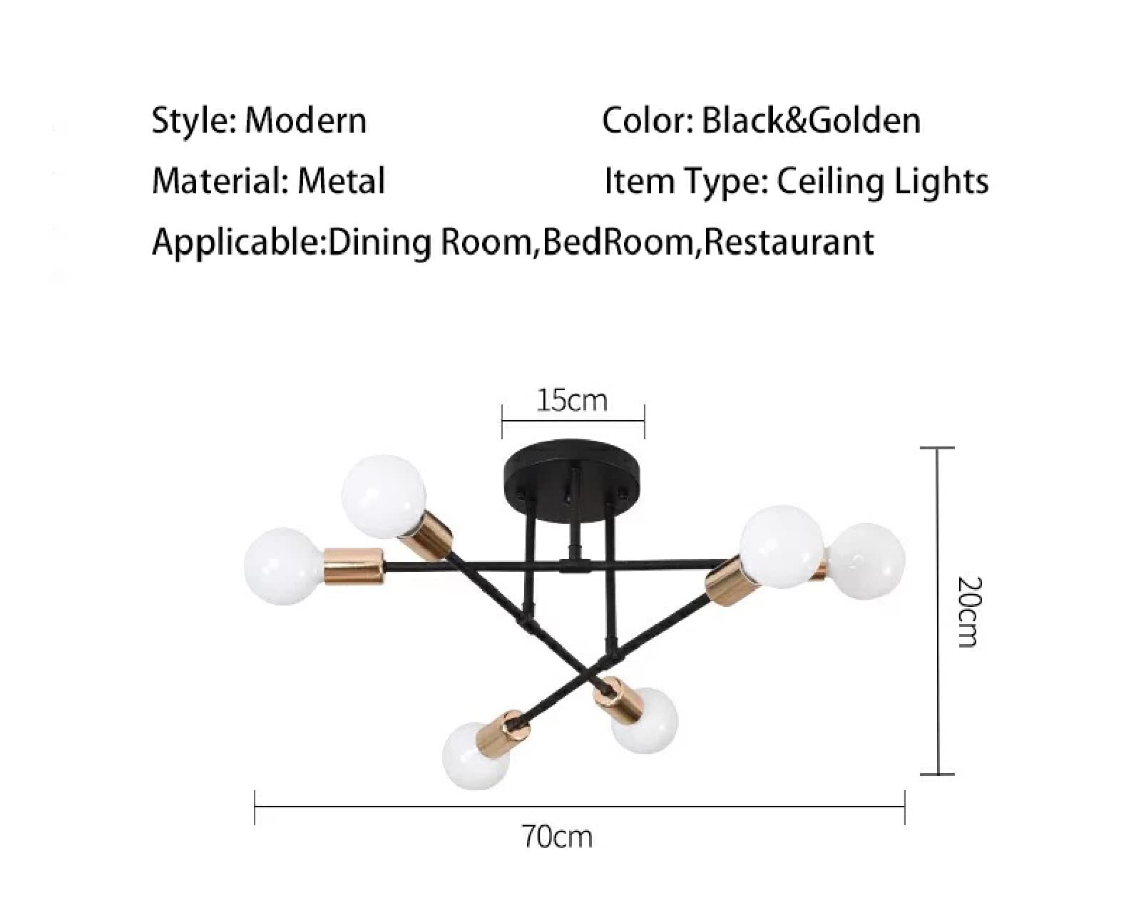 Modern Nordic Golden LED Chandelier - 6 Head Crystal Ceiling Light Fixture for Living Room, Dining Room, Bedroom | Energy Efficient Home Decor Lighting | Perfect for Weddings, Restaurants & Luxury Interiors (White)