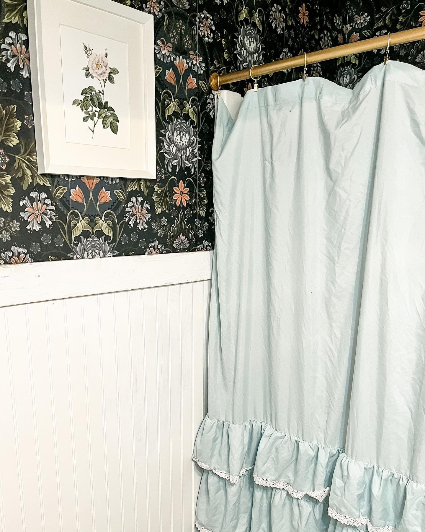 Ella Ruffle Lace Shower Curtain - Elegant Bathroom Decor with Feminine Lace Trim, Waterproof Fabric for Stylish Home & Spa-Like Experience
