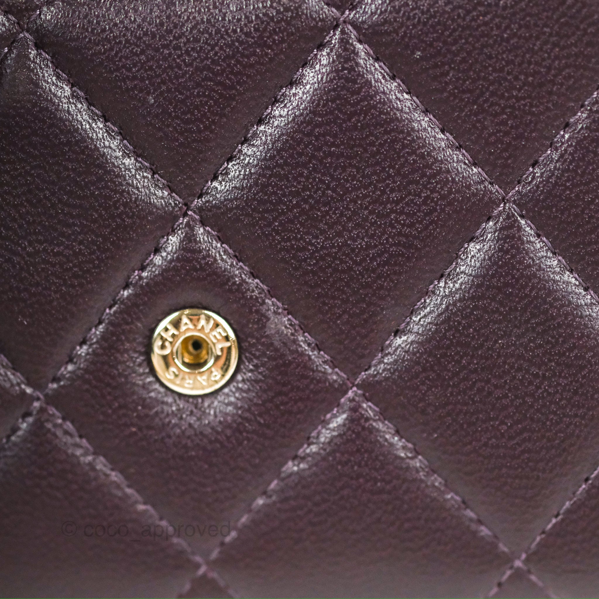 Chanel Classic Flap Coin Purse - Dark Purple Lambskin Leather with Silver Hardware | Luxury Small Wallet for Women, Perfect for Parties & Evening Events