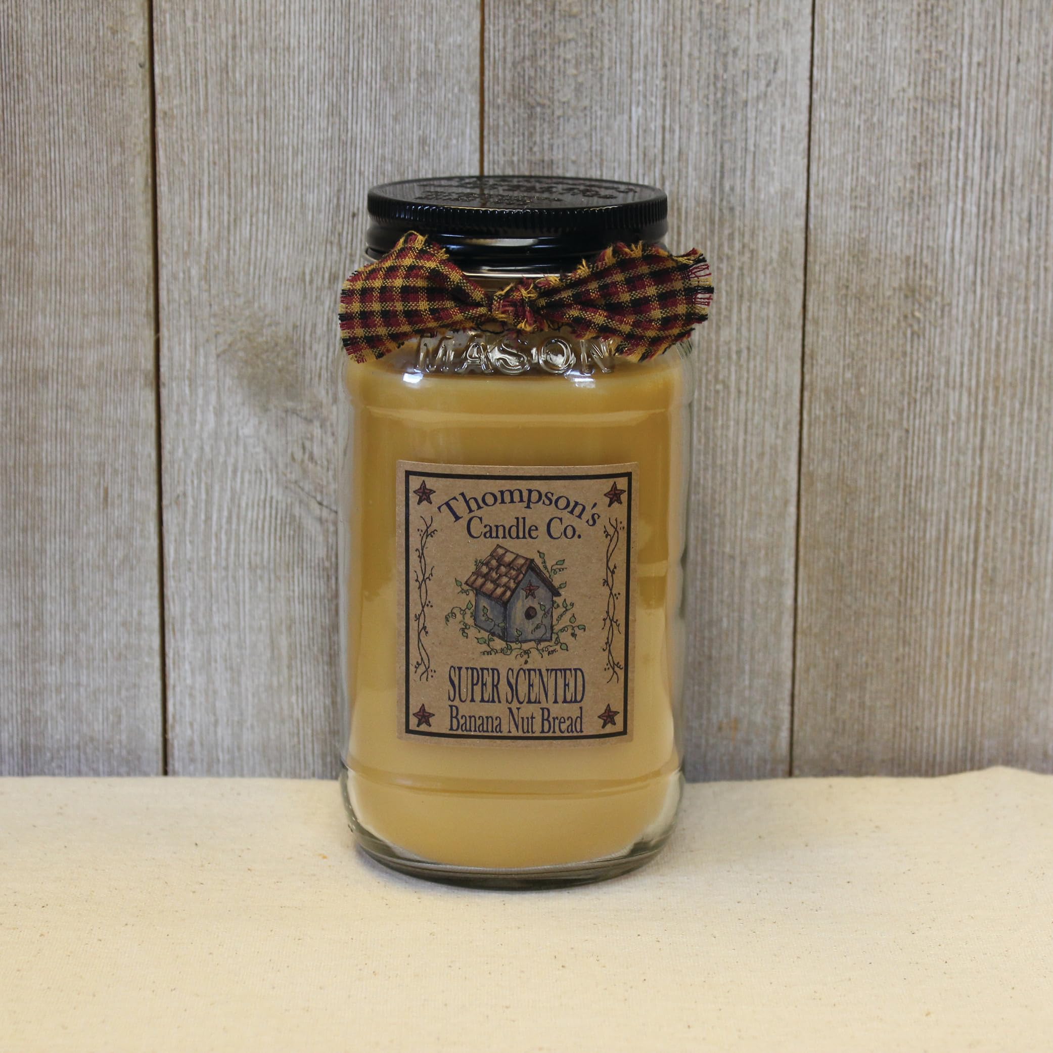 Thompson's Super Scented Banana Nut Bread Large Mason Jar Candle - 20oz (85-Hour Burn Time) for Home, Kitchen & Cozy Fall Decor