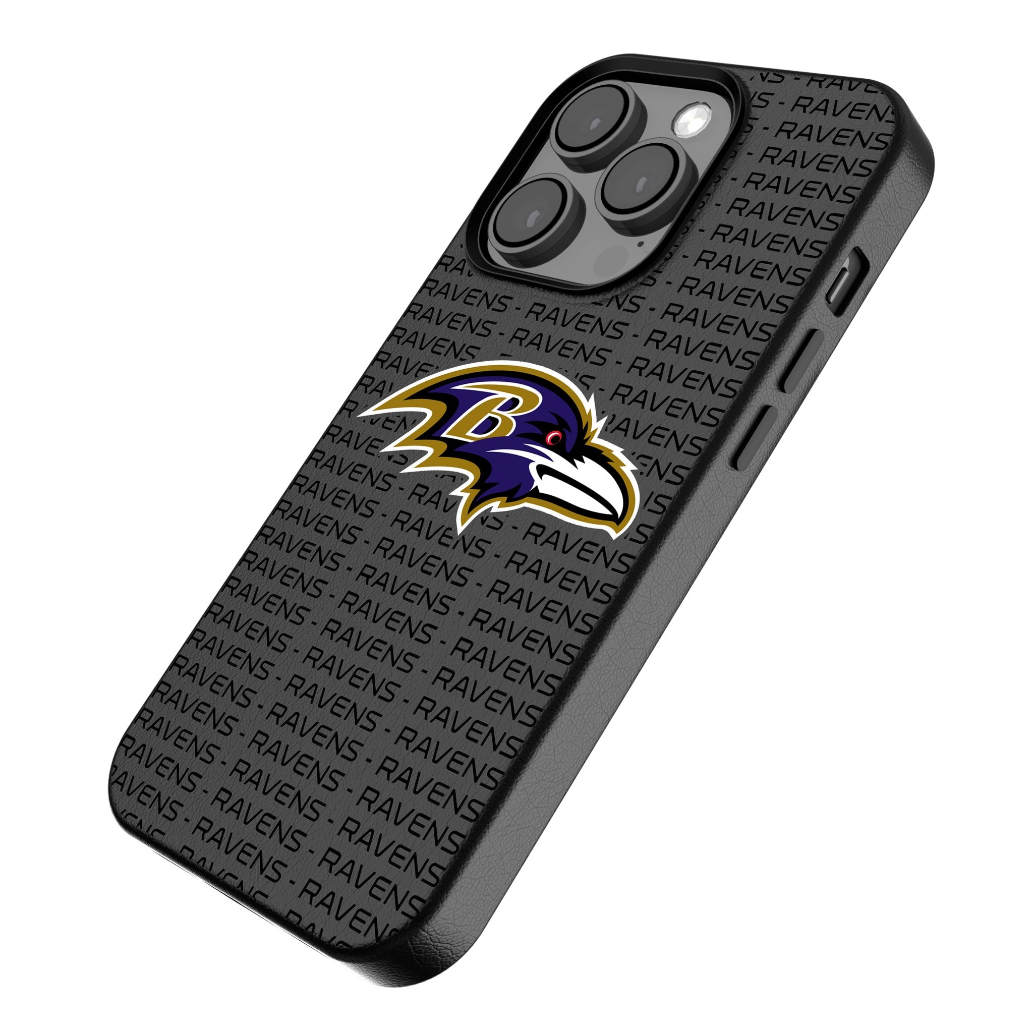 Baltimore Ravens Text Backdrop MagSafe Compatible Phone Case for Apple iPhone 14/13/12 - Durable Protection for Football Fans & Game Day