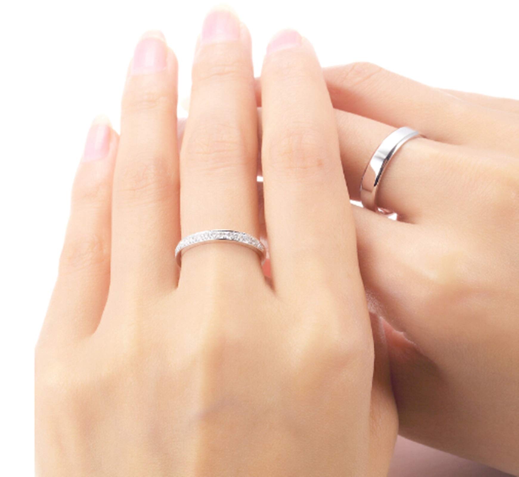 Daesar Platinum Rings for Men & Women - Unique Engagement & Anniversary Ring Set with Round Diamond - Elegant White Gold Wedding Band for Couples - Perfect for Proposals, Weddings & Special Occasions