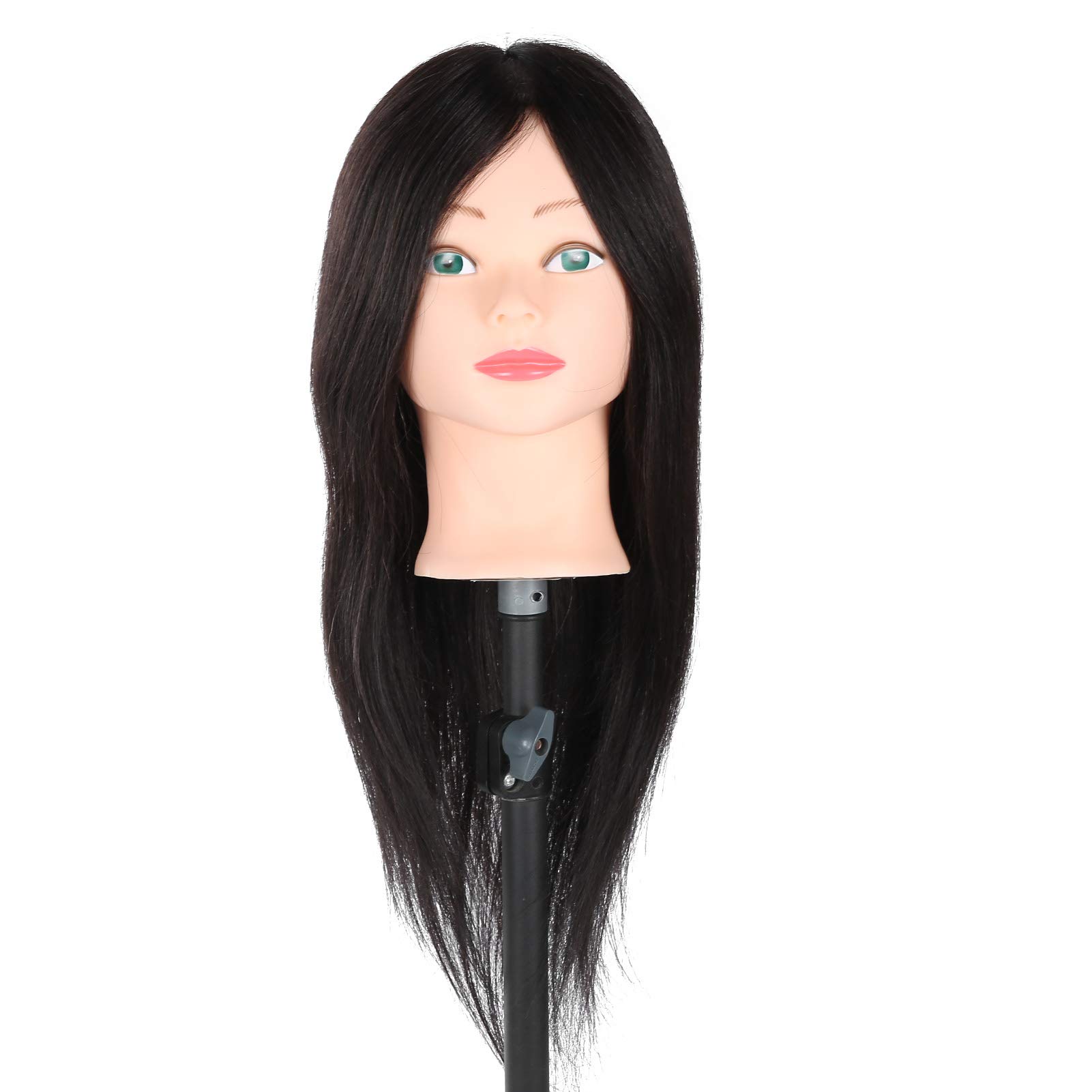 Professional Real Hair Mannequin Head for Hairstyling Practice - Soft & Delicate Cosmetology Training Head for Barbers, Stylists & Students | Perfect for Salon Training, Wig Styling & Haircut Practice