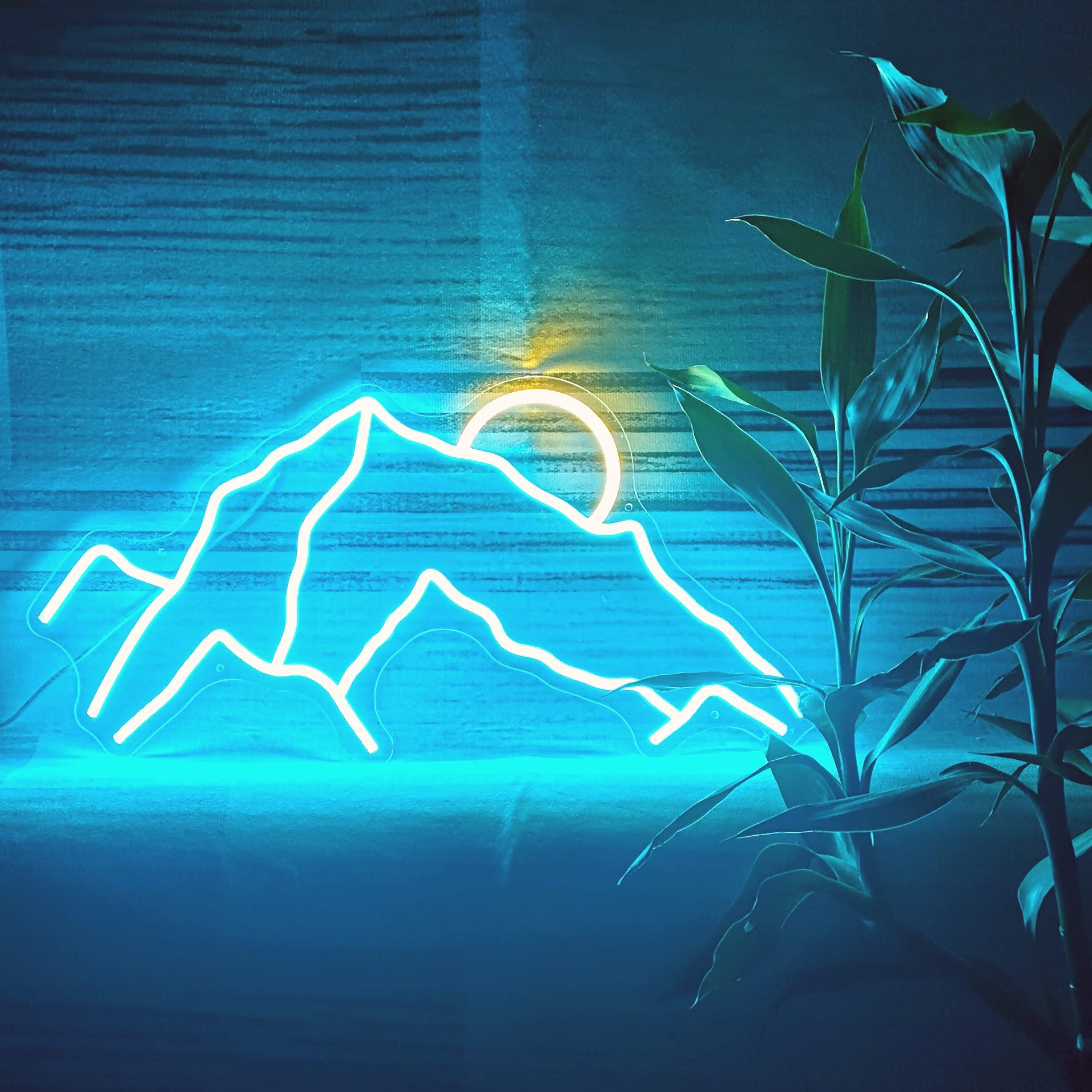 Custom Neon Sign - Ice Blue & Yellow Wall Art for Home, Office & Cafe Décor