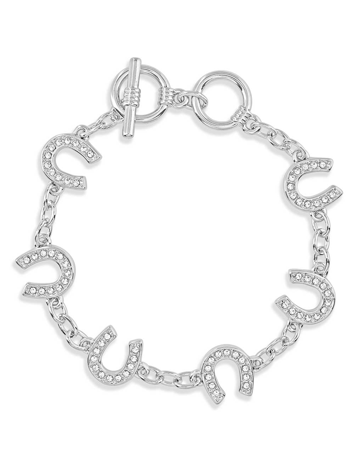 Montana Silversmiths BC620 Women's Sterling Silver Lucky Horseshoe Bracelet with Clear Crystals - Elegant Jewelry for Good Luck & Everyday Wear