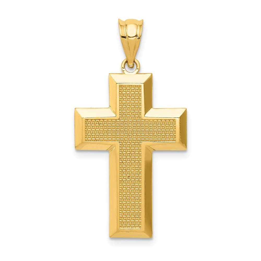 14K Yellow Gold Cross Pendant - Polished & Textured Religious Jewelry for Men & Women | Perfect for Gifts, Baptism, Weddings & Everyday Wear