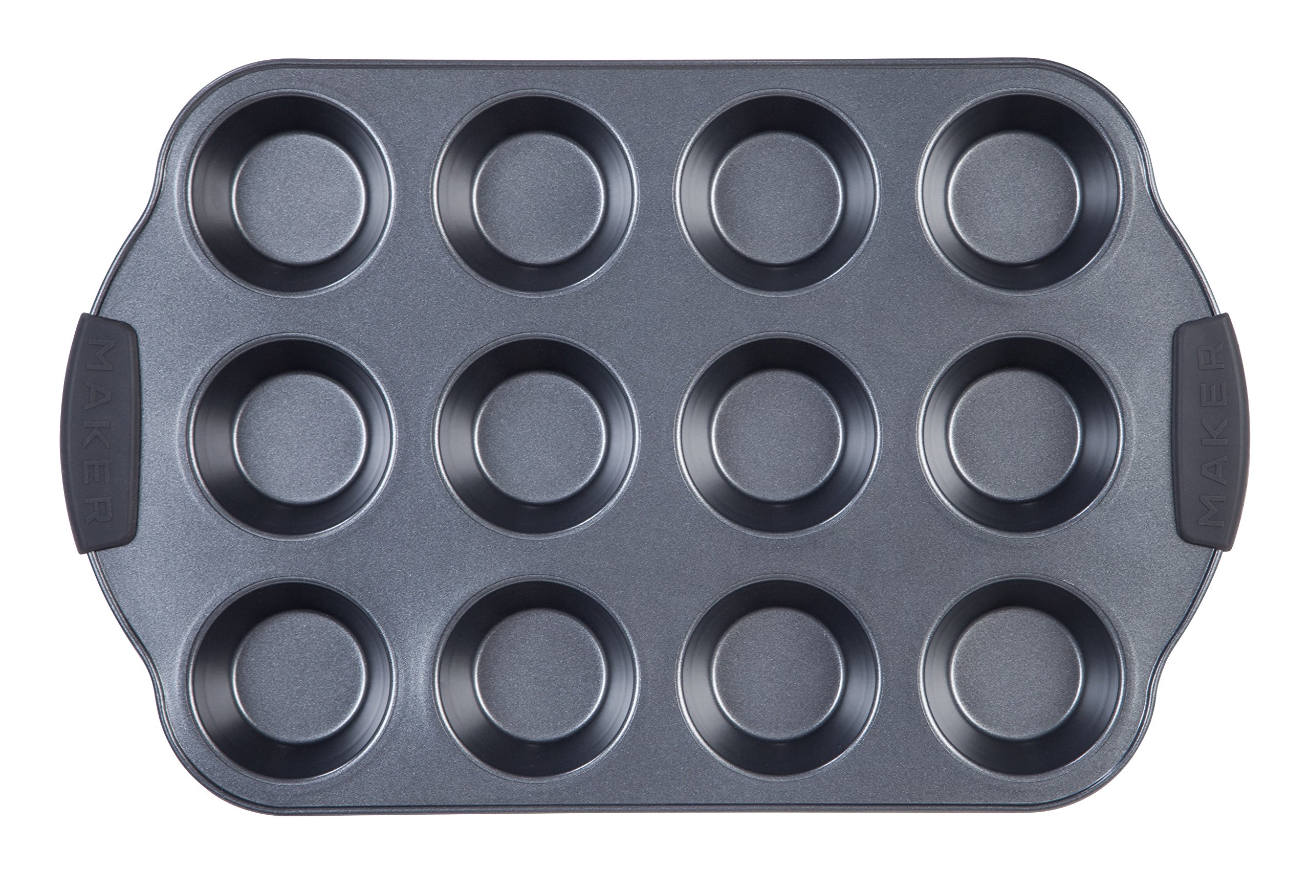 MAKER Homeware 12-Cup Standard Muffin Pan - Nonstick Baking Sheet for Cupcakes, Muffins & More - Perfect for Home Baking, Parties & Holiday Treats