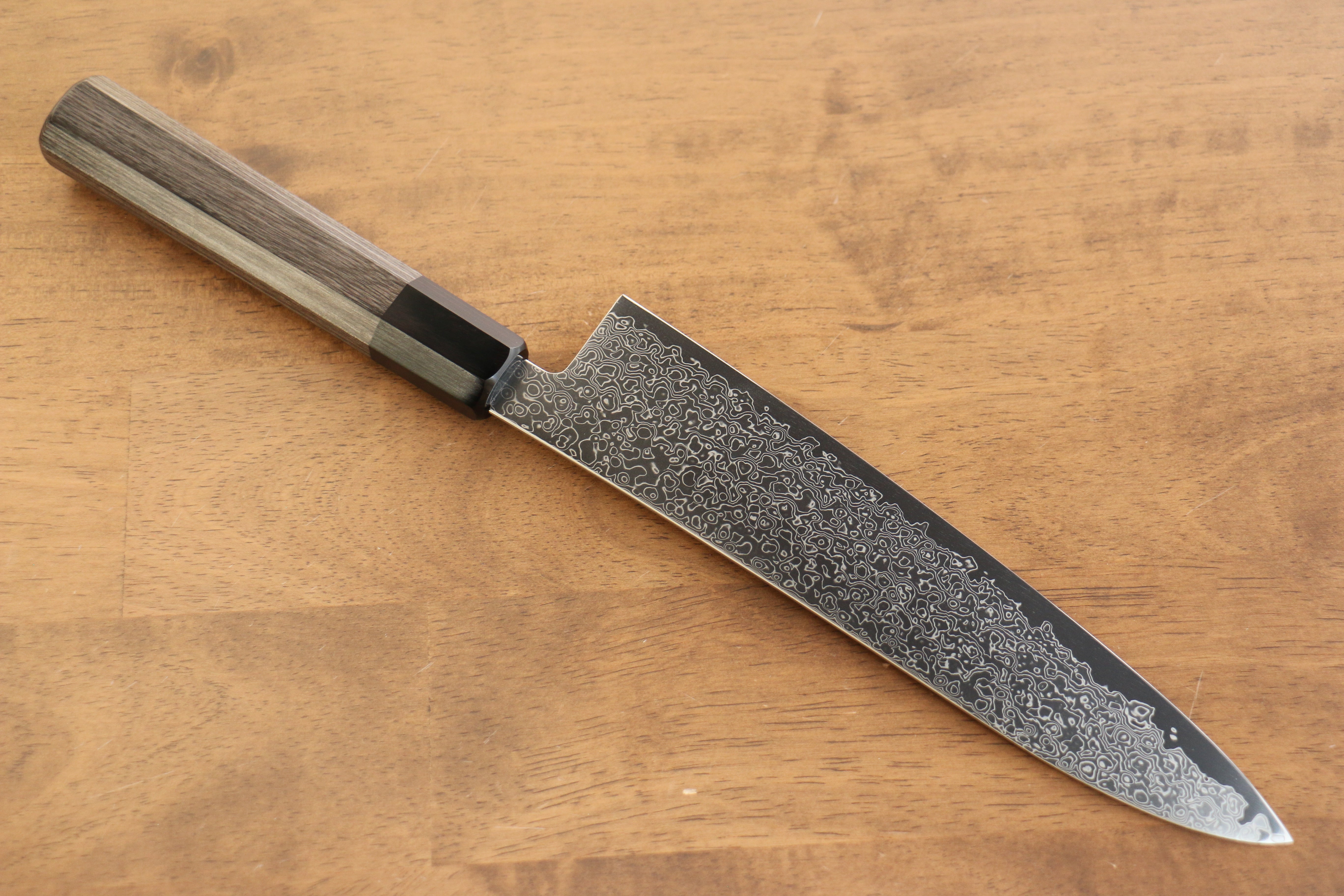 Premium Kanjyo VG10 Damascus Gyuto Chef Knife 210mm - Japanese High Carbon Stainless Steel Blade with Gray Pakkawood Handle - Perfect for Sushi, Meat Slicing & Professional Kitchen Use
