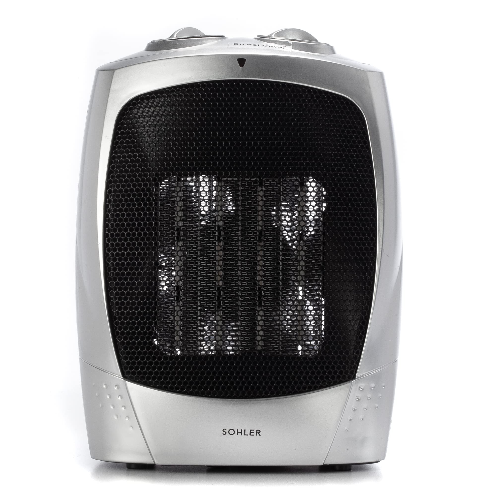 Sohler Ceramic Portable Electric Space Heater with Fan Mode - Adjustable Thermostat, Overheat & Tip-Over Protection - Fast Heating for Bedroom, Office, Living Room - Energy Efficient & Quiet - Silver (1500W) - Perfect for Winter Home & Workspace Warmth