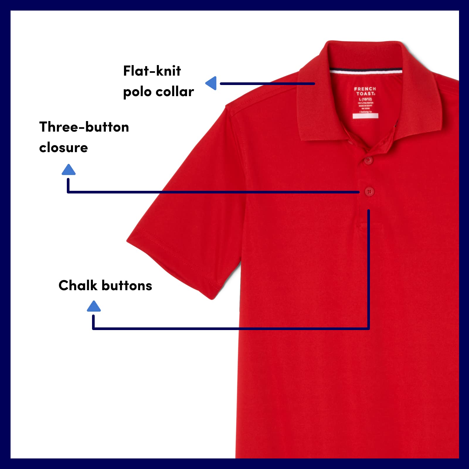 French Toast Men's Moisture-Wicking Performance Sport Polo Shirt - Breathable Quick-Dry Short Sleeve Golf & Tennis Shirt for Active Lifestyle