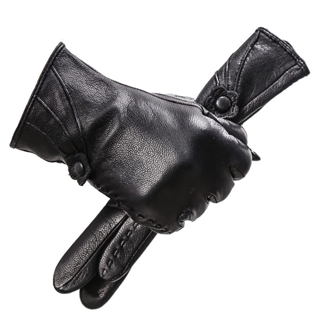 Premium Black Leather Winter Gloves for Women - Soft, Comfortable & Warm Outdoor Driving Gloves - Perfect for Cold Weather Commuting, Skiing & Snow Activities