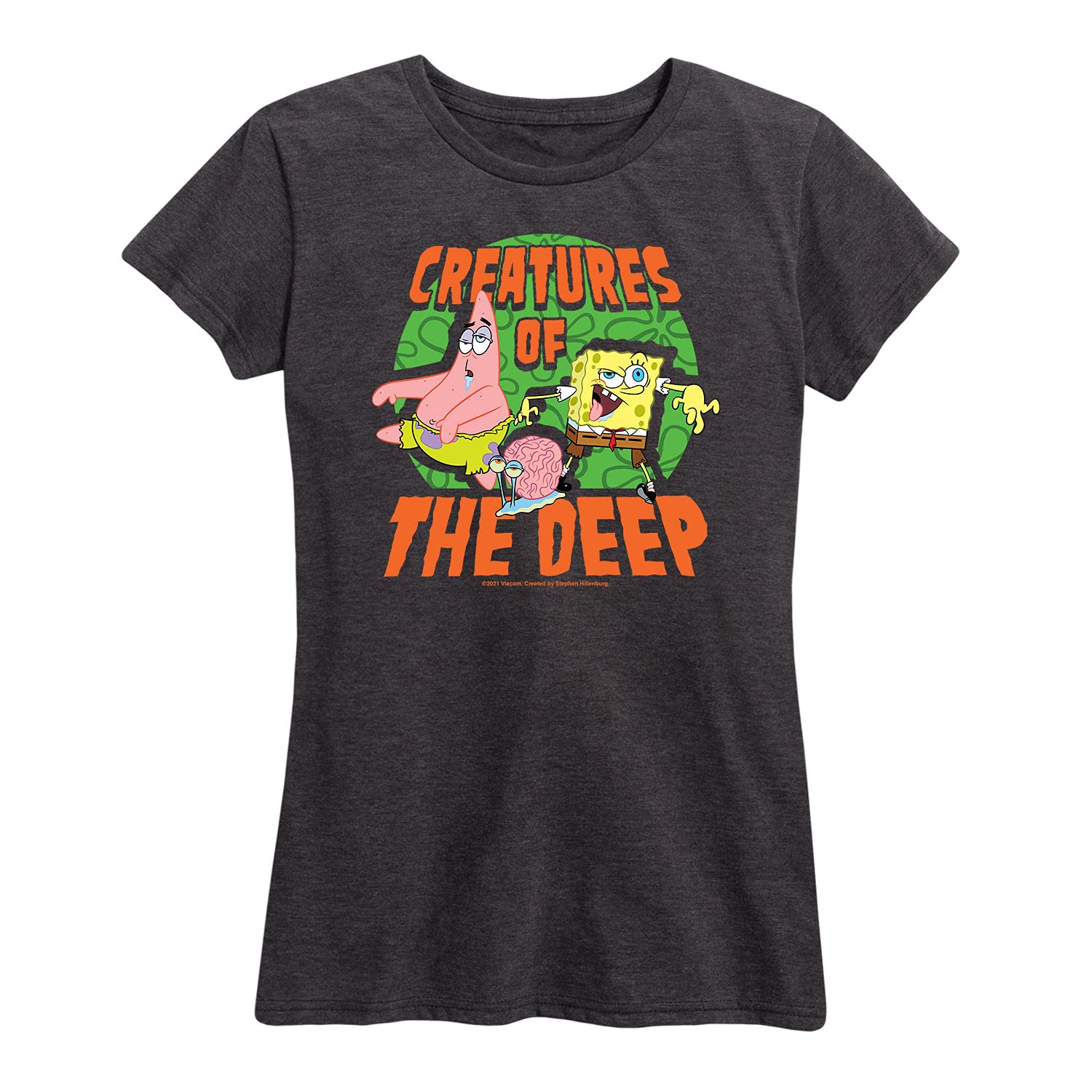HYBRID APPAREL Women's Spongebob Squarepants Creatures of The Deep Graphic T-Shirt - Short Sleeve Casual Tee for Fans, Beach Outings & Cartoon Lovers