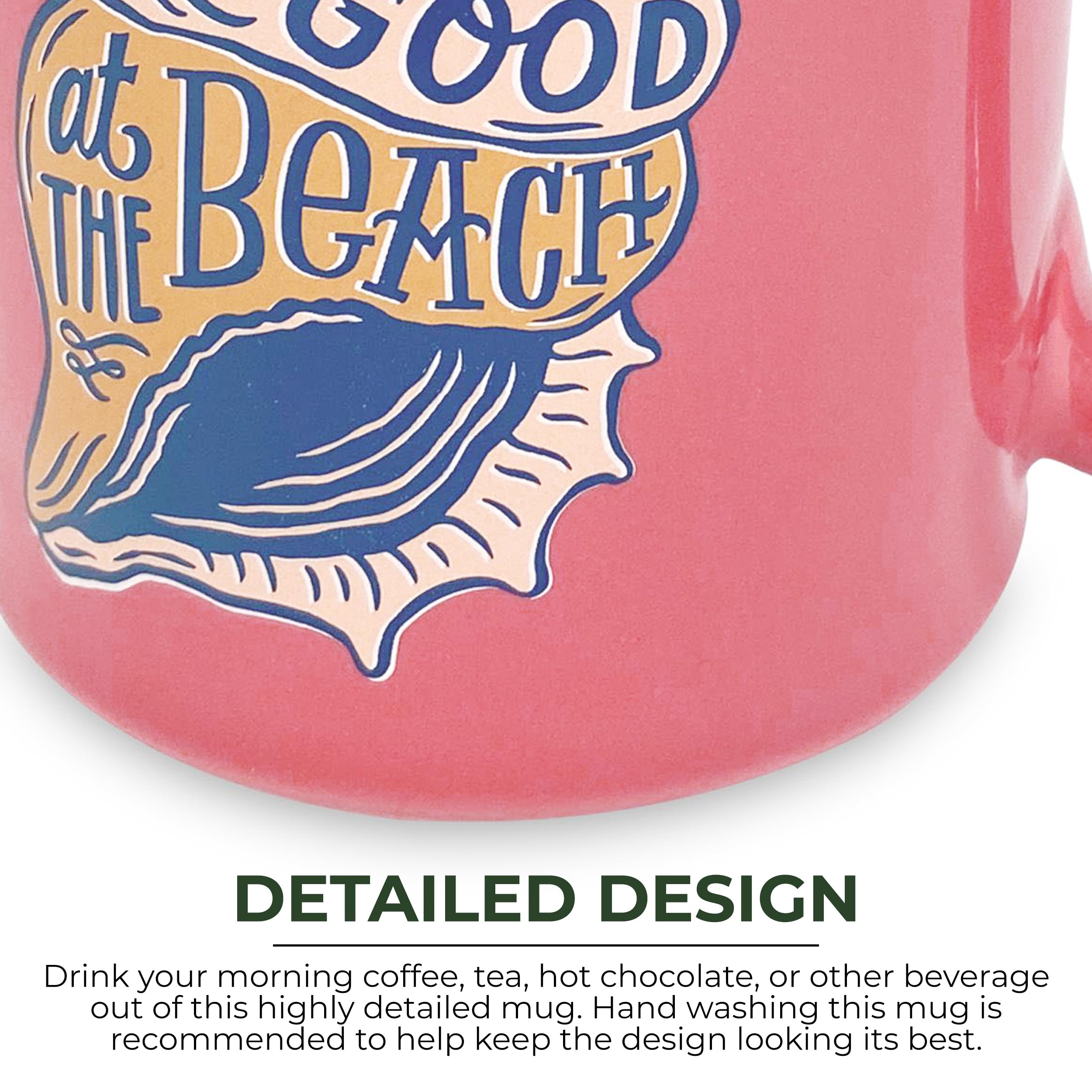 Coral Ceramic Coffee Mug 16oz - Espresso & Tea Cup for Beach Life