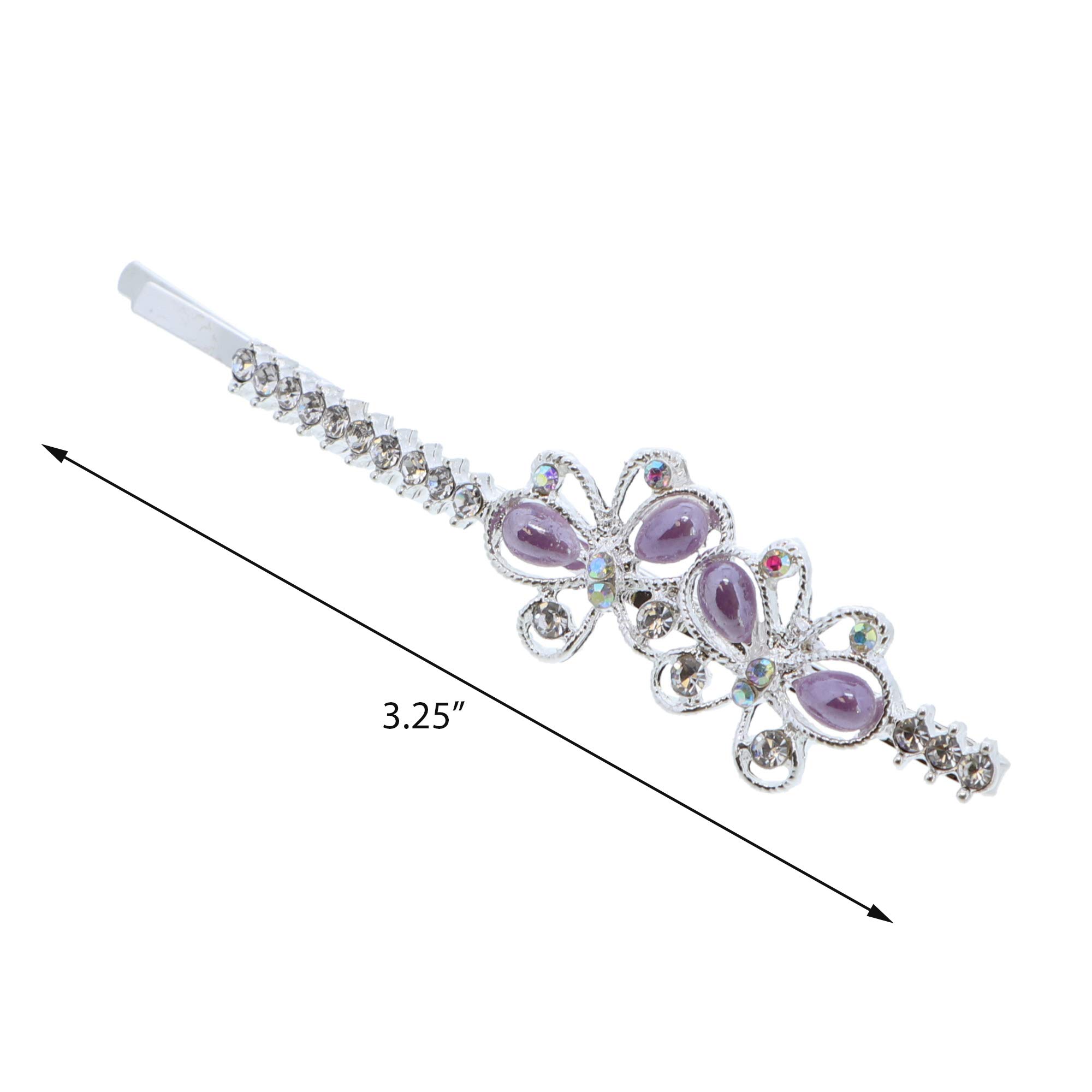 Elegant Lavender Butterfly Pearl Hair Pins for Brides - Set of 2, Perfect for Weddings, Proms, and Special Occasions
