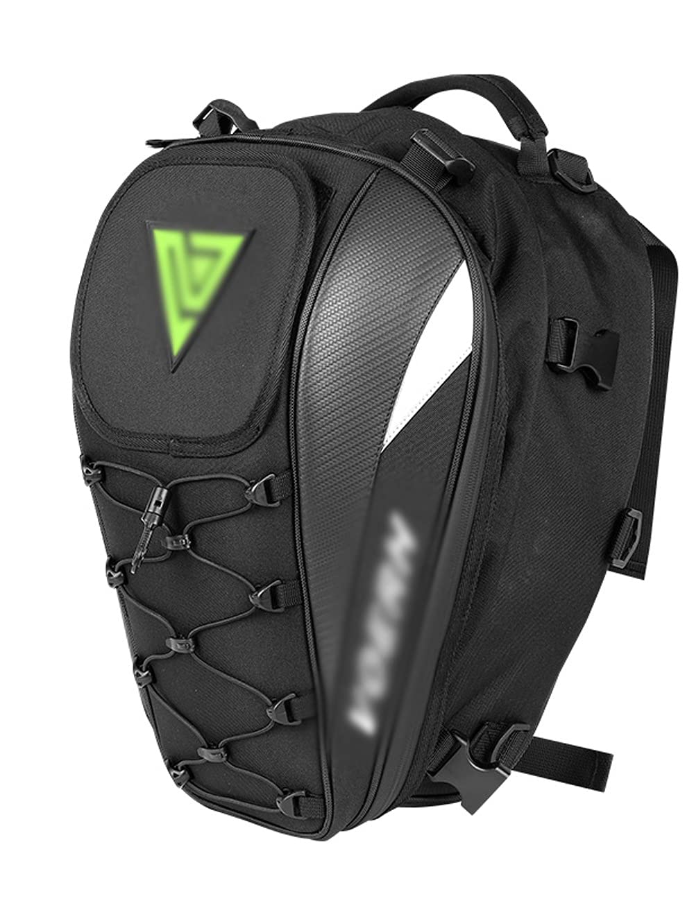 Waterproof Leather Motorcycle Backpack for Men - Retro Blue Green Logo Travel Bag, Multi-Purpose Motorcycle Seat/Tail Bag (Black, Type C) - Perfect for Road Trips, Commuting & Adventure Riding