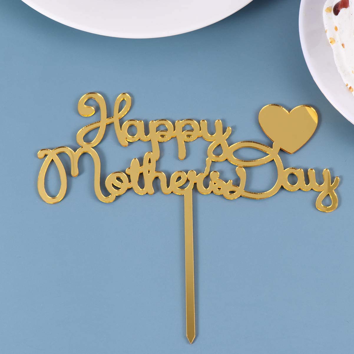 10pcs Happy Mother's Day Cake Toppers - Acrylic Cake Decorations for Birthday, Wedding & Party - Golden Cake Picks for DIY Baking & Celebration Gifts