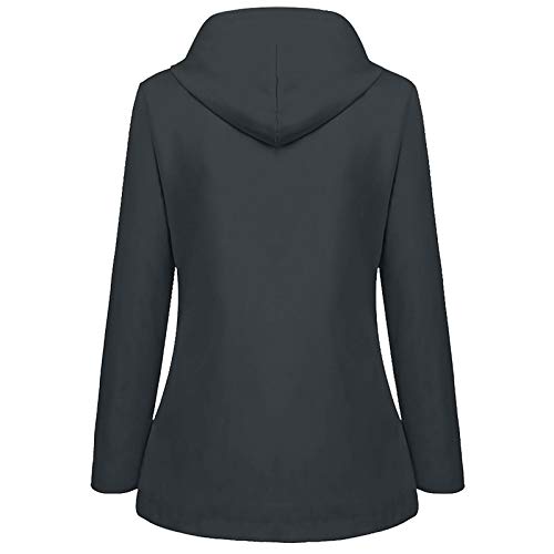 Women's Waterproof Hooded Raincoat - Windproof Outdoor Jacket with Solid Color Design (Dark Gray, Size S) - Perfect for Hiking, Camping & Commuting in Rainy Weather