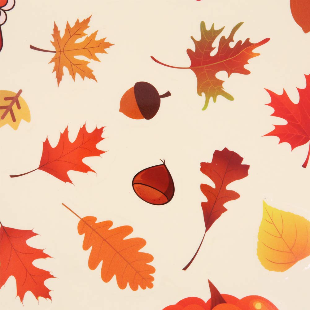 Set of 2 Fall Window Clings - Autumn Leaves, Acorns, Owls, Turkeys & Squirrels Decals for Thanksgiving Home Decor | Seasonal Window Stickers for Glass Doors, Windows & Office Decorations