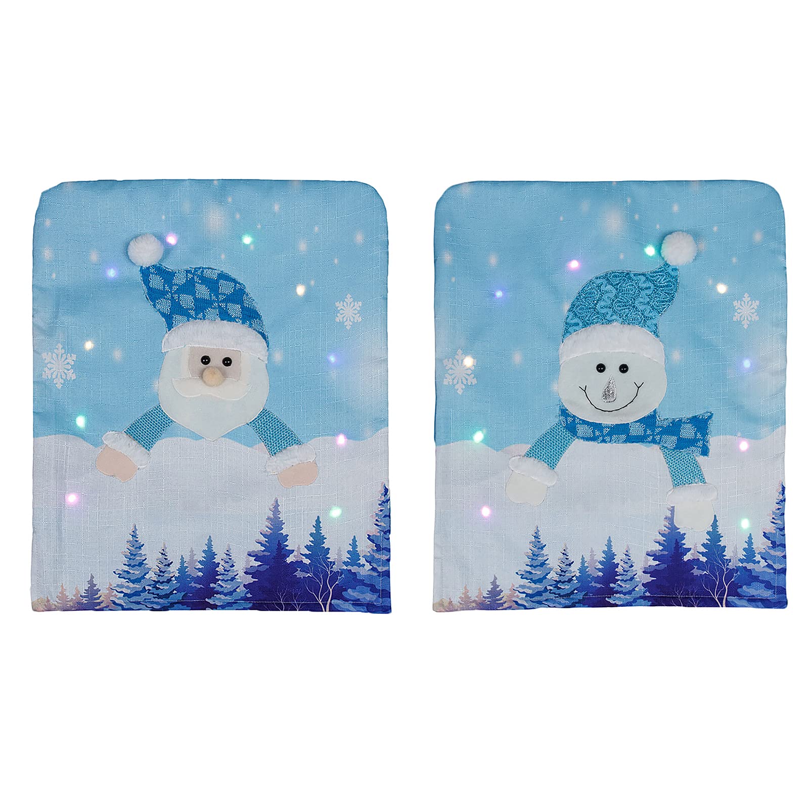 2 Pack Christmas Chair Back Covers with LED Lights - Santa Claus Printed Dining Room Chair Slipcovers for Holiday Decorations | Perfect for Christmas Parties, Family Gatherings & Festive Home Decor
