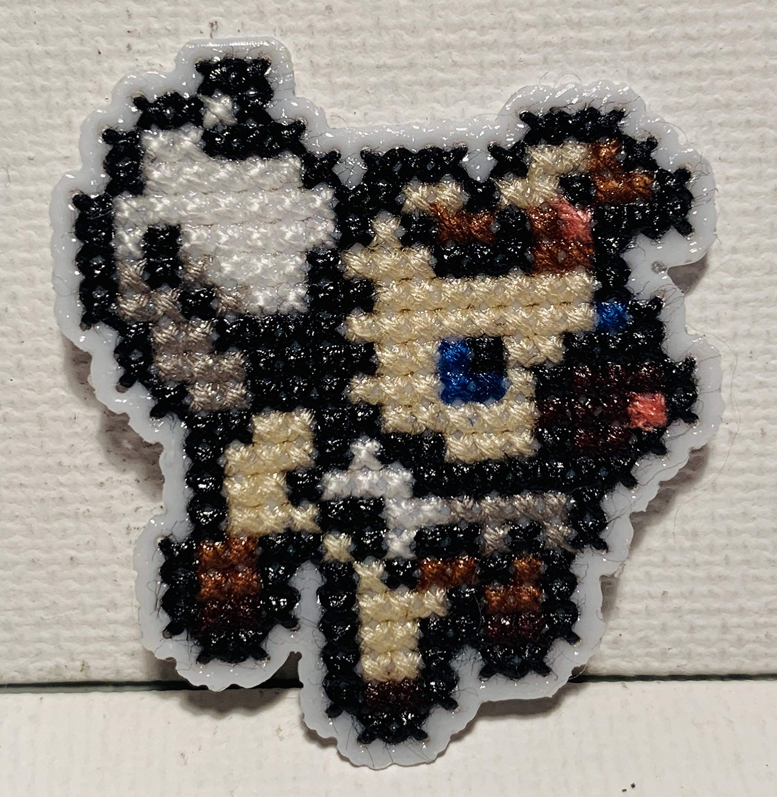 Rockruff Cross Stitched Magnet - Adorable Pokemon Dog Plush Toy Accessory for Fridge, Locker & Office Decor | Perfect Gift for Anime Fans & Collectors