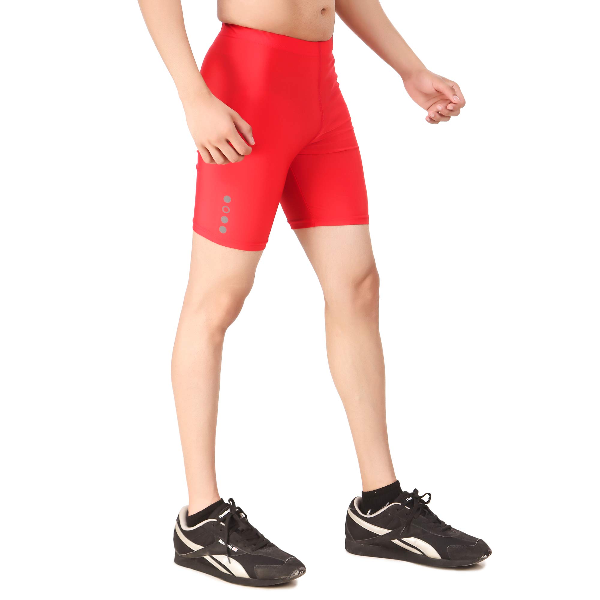 PACE INTERNATIONAL Men's Slim Fit Lightweight Tights - Running, Gym, Boxing, Wrestling & Cycling Shorts for Men & Boys (Red) | Perfect for Workouts, Sports & Active Lifestyle