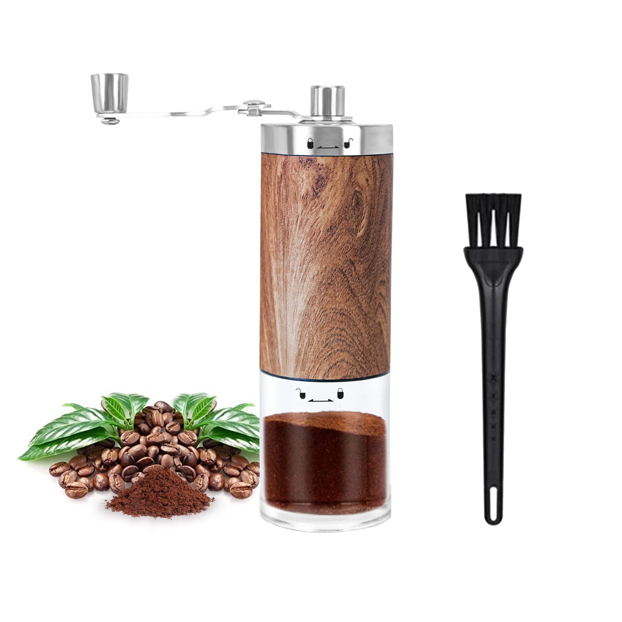 Portable Manual Coffee Grinder - Adjustable Ceramic Stainless Steel for Kitchen, Camping & Hiking