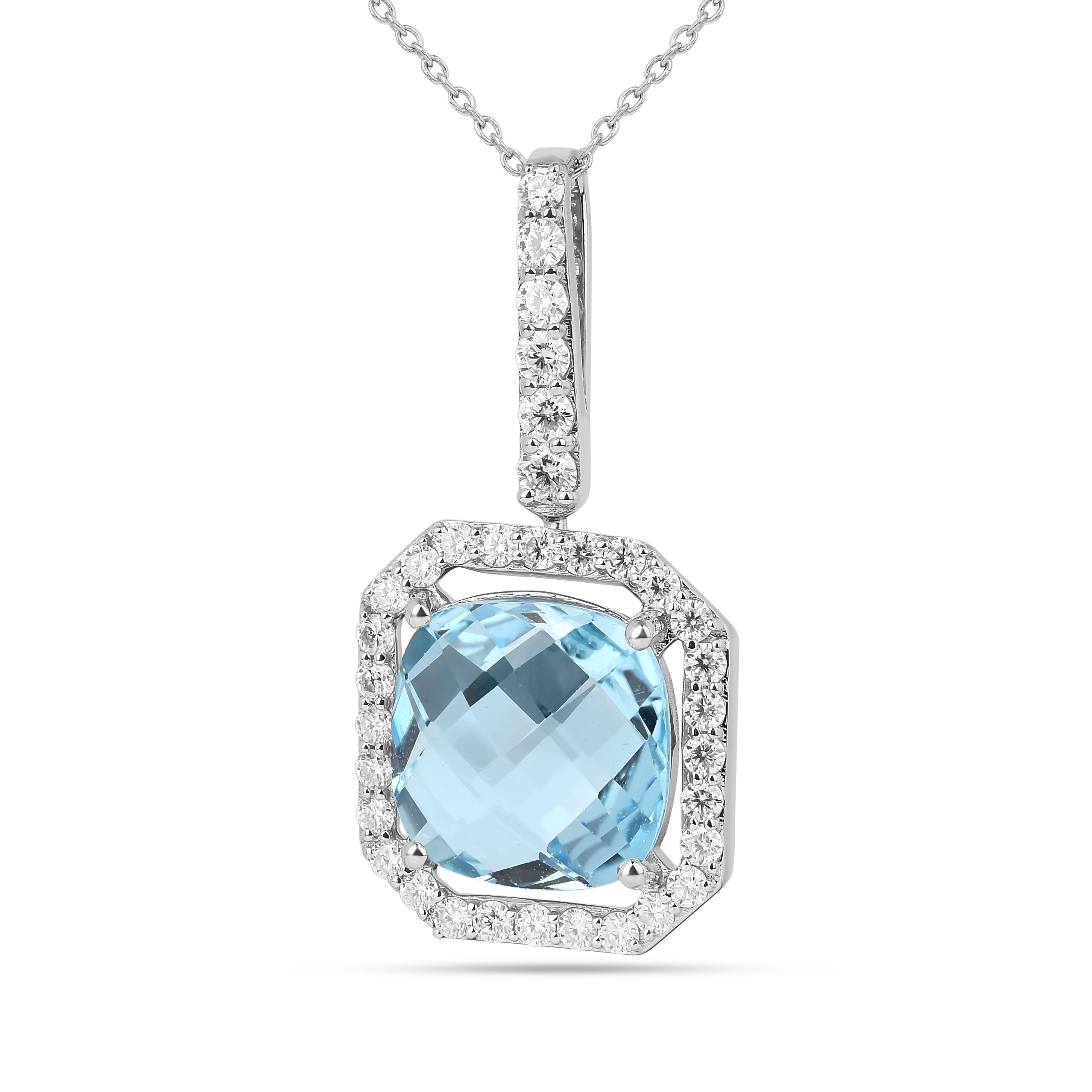Natural Briolette Cut Sky Blue Topaz Pendant Necklace for Women - Elegant Jewelry Gift for Birthday, Anniversary & Special Occasions