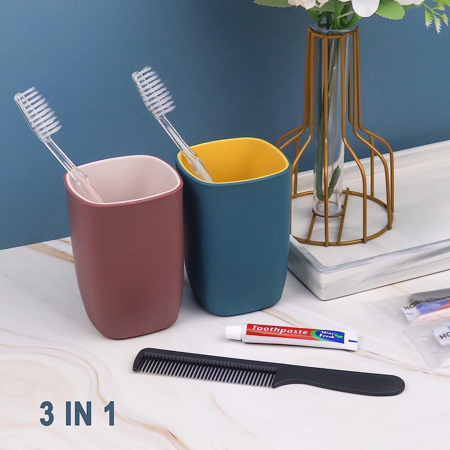 500 Pack Disposable Toothbrushes with Travel Toothpaste & Comb - Individually Wrapped Oral Care Kit (10g Toothpaste, 7