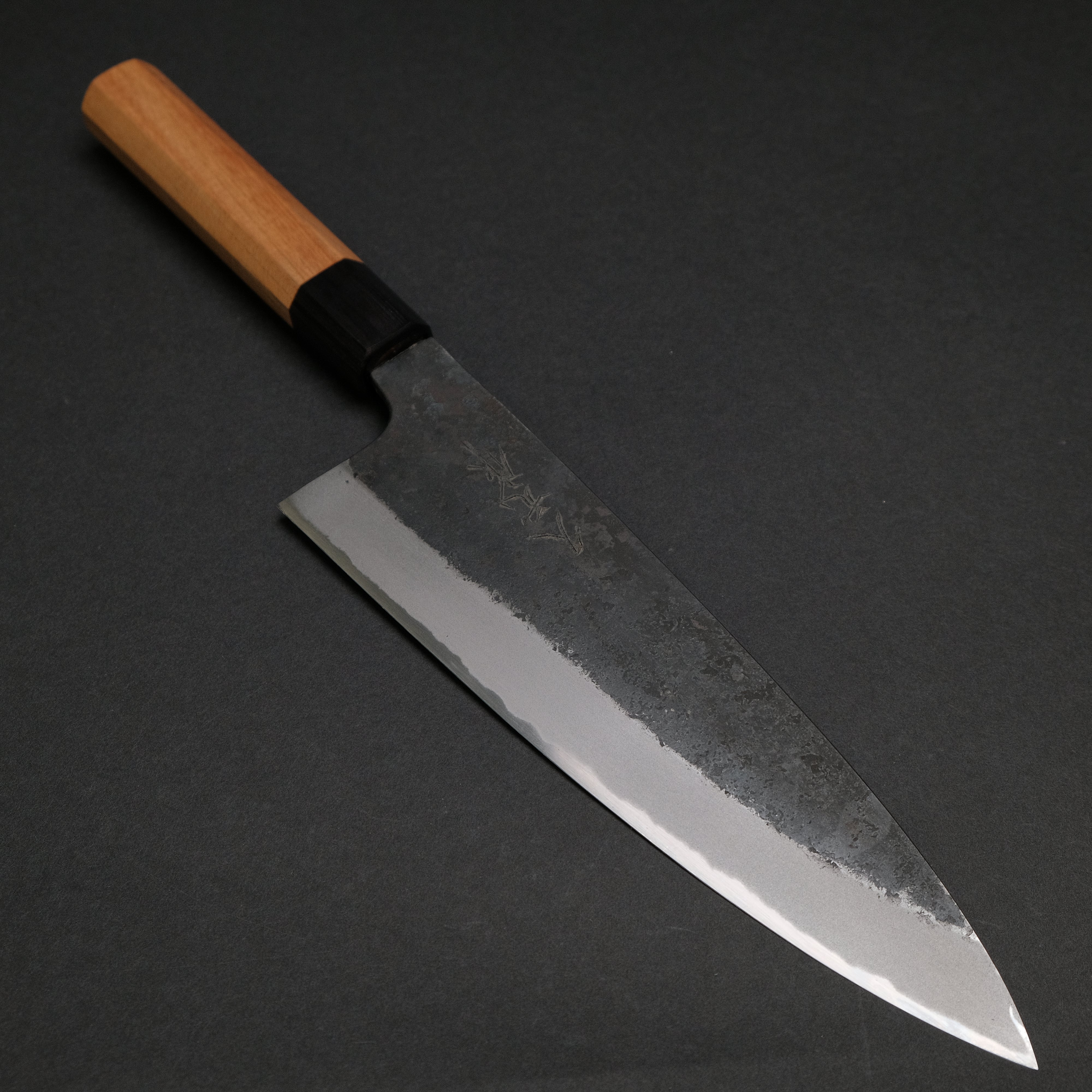 Premium Japanese Chef Knife - Morihei Hisamoto Kurouchi White #2 Extra Height Gyuto 210mm with Keyaki Zelkova Handle - Professional Kitchen Knife for Slicing, Dicing & Meat Cutting - Perfect for Chefs & Home Cooks