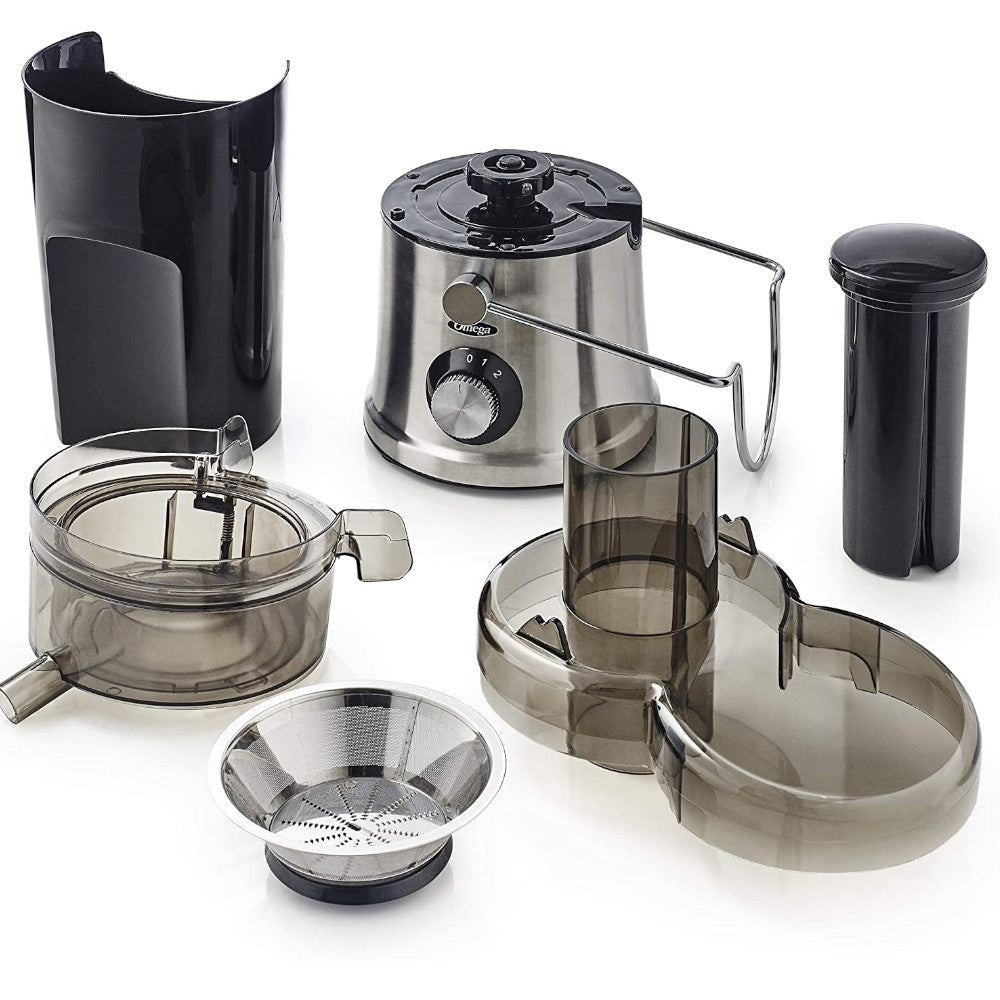 OMEGA High Speed Juicer with Extra Large Chute - Powerful 1000W Motor for Fruits & Vegetables - Easy Clean Design - Perfect for Smoothies, Juicing & Healthy Drinks - Black (Model C2100B)