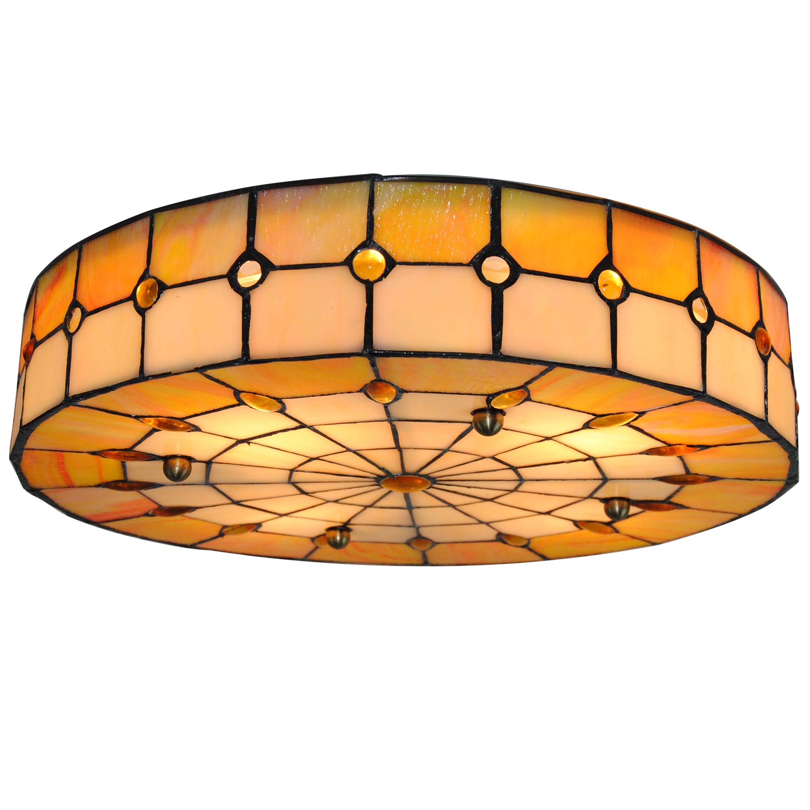 Vintage Tiffany Ceiling Light - Handcrafted Art Deco Chandelier Flush Mount Lighting Fixture for Bedroom, Living Room, Bathroom, Hotel & Restaurant (16