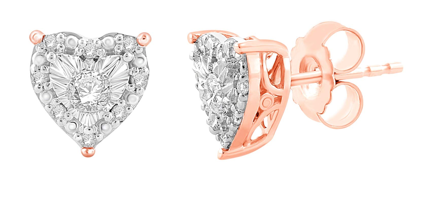 1/4 Cttw Diamond Heart Pendant Necklace & Earrings Set for Women - Sterling Silver Jewelry - Perfect for Valentine's Day, Anniversary & Romantic Gifts