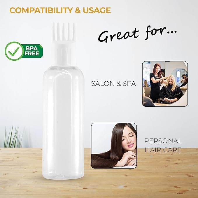 **Mclear Empty Cylindrical Bottle with Applicator Brush – 1oz Hair Oil, Shampoo, Medicine & Dye Applicator – Perfect for Root Touch-Ups, Hair Treatments & DIY Beauty (Pack of 1)**