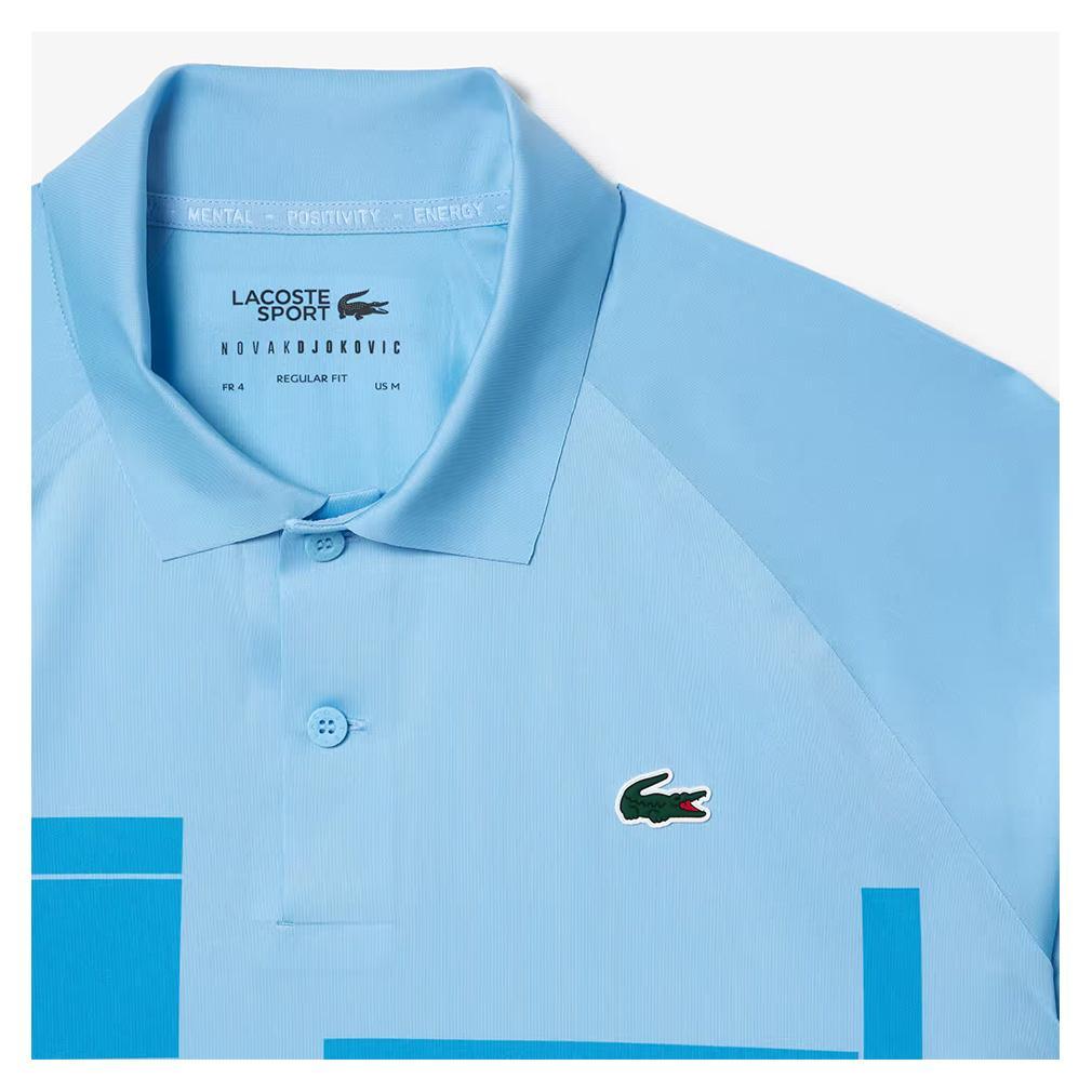 Men's Novak Djokovic Light Stretch Tennis Polo Shirt - Breathable Performance Fabric for Tennis & Casual Wear - Argentine Blue