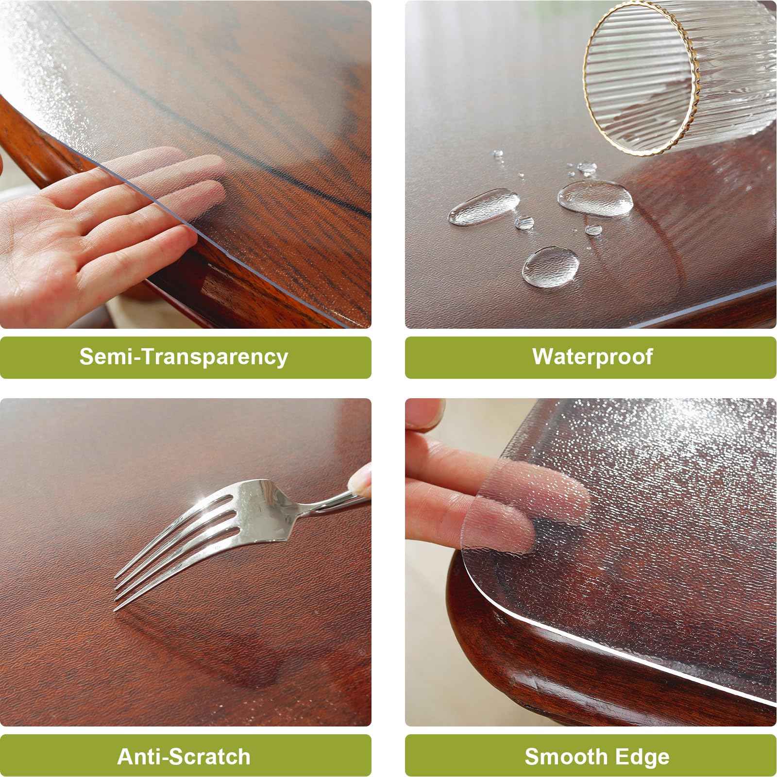 OstepDecor 41 Inch Frosted Round Table Protector - Waterproof Dining Table Cover Pad for Kitchen, Restaurant & Outdoor Use - Durable Plastic Table Mat for Daily Protection