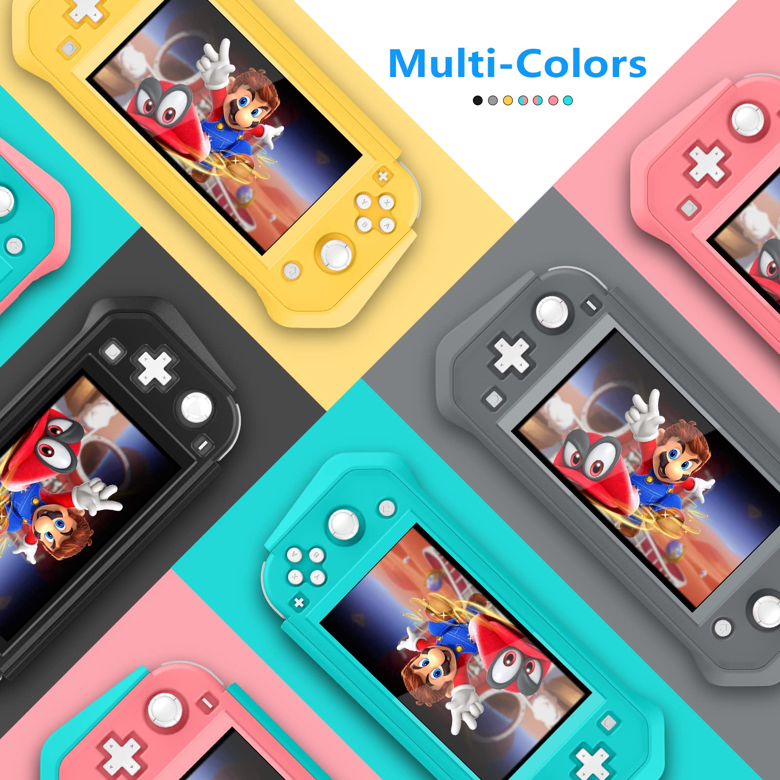 Voakod Compatible Nintendo Switch Lite Screen Protector & Protective Case with Hand Grip - Shockproof Anti-Scratch Cover for Switch Lite (Turquoise Coral) - Perfect for Gaming On-The-Go & Travel Protection
