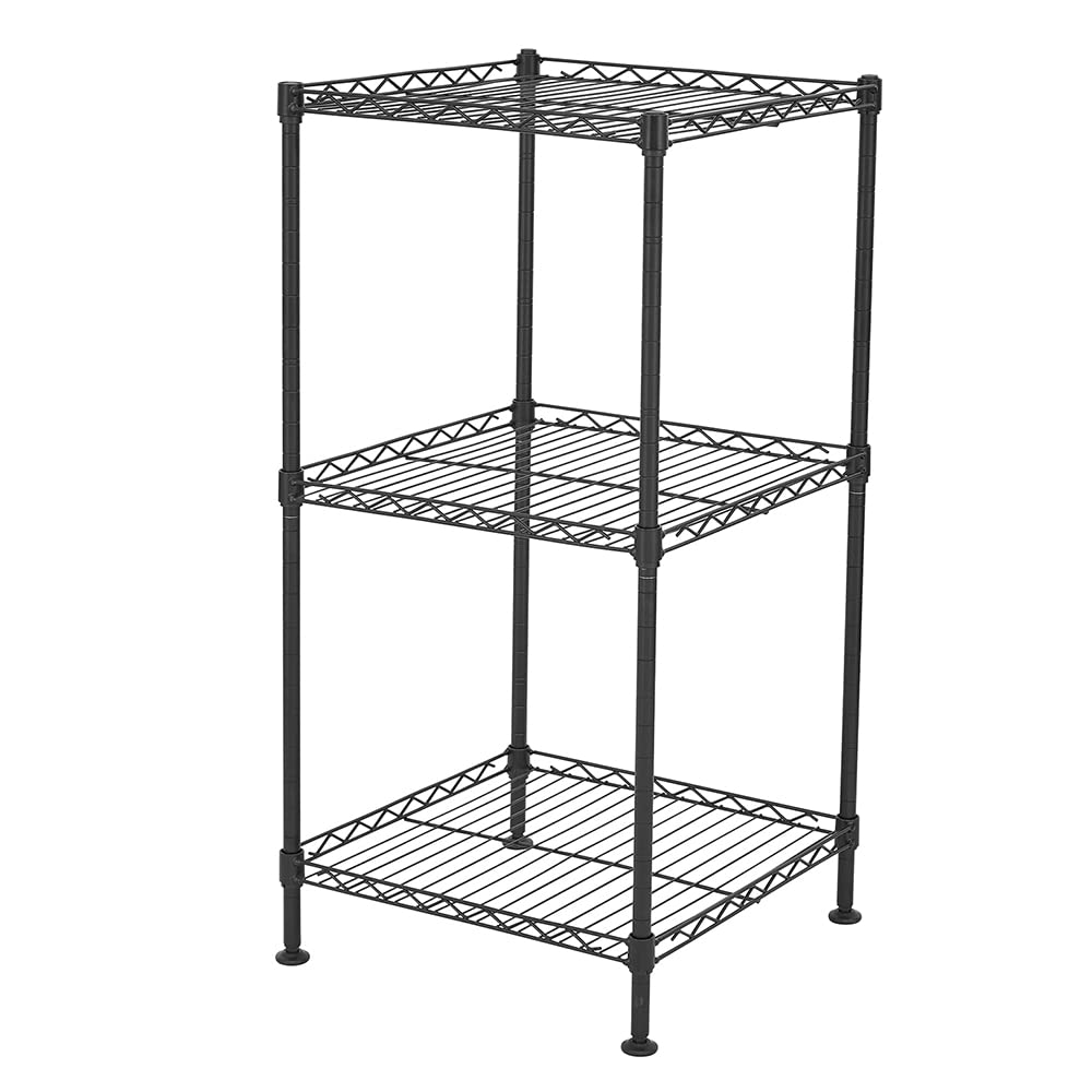 3-Tier Adjustable Height Wire Shelving Unit - Heavy Duty Metal Storage Rack for Garage, Kitchen, Pantry & Closet Organization - 13.78