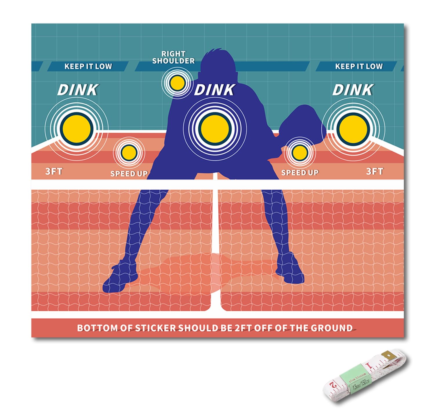 Dink Pad Pickleball Practice Wall Trainer - Portable Rebounder for Solo Training | Perfect for Indoor/Outdoor Use, Backyard Drills & Turn Any Wall into a Pickleball Court