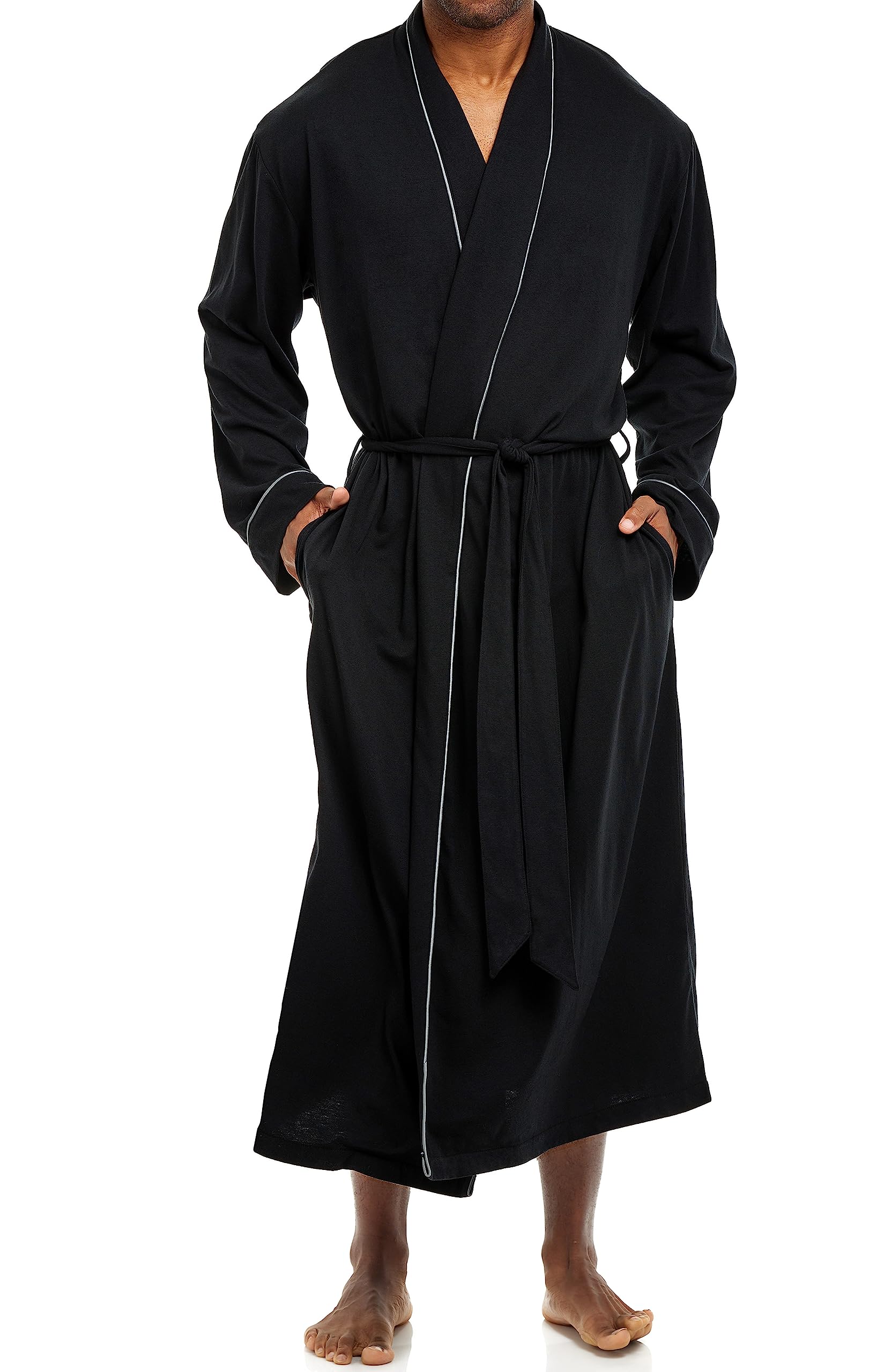 Alexander Del Rossa Men's Cotton Robe with Pockets - Soft Lightweight Bathrobe for Men | Spa, Lounge & Home Relaxation Wear