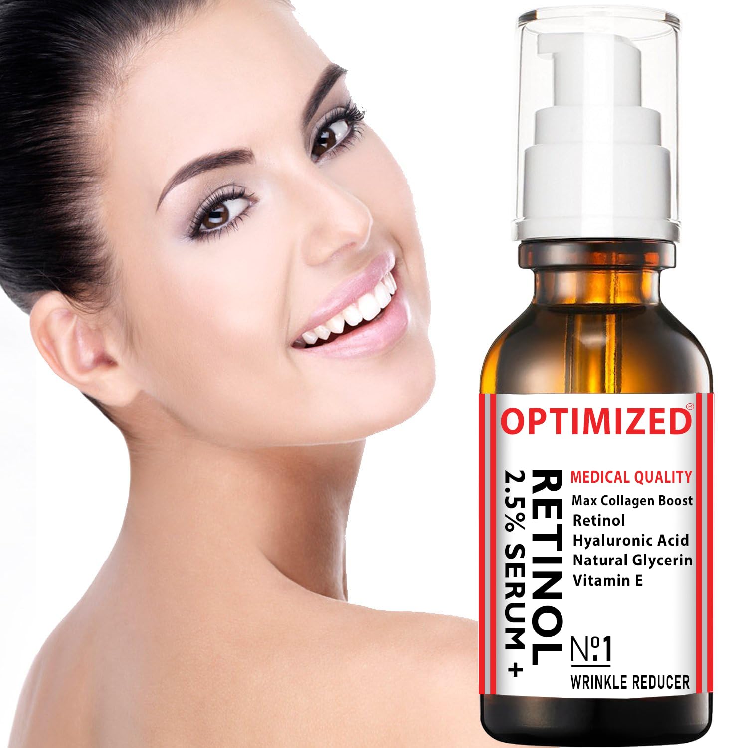 2.5% Retinol Serum with Hyaluronic Acid & Vitamin E - Anti-Aging Face Serum to Reduce Wrinkles, Fine Lines & Dark Spots - Hydrating Formula with Glycerin for Even Skin Tone - 1 fl oz | Perfect for Nighttime Skincare Routine & Daily Anti-Aging Regimen