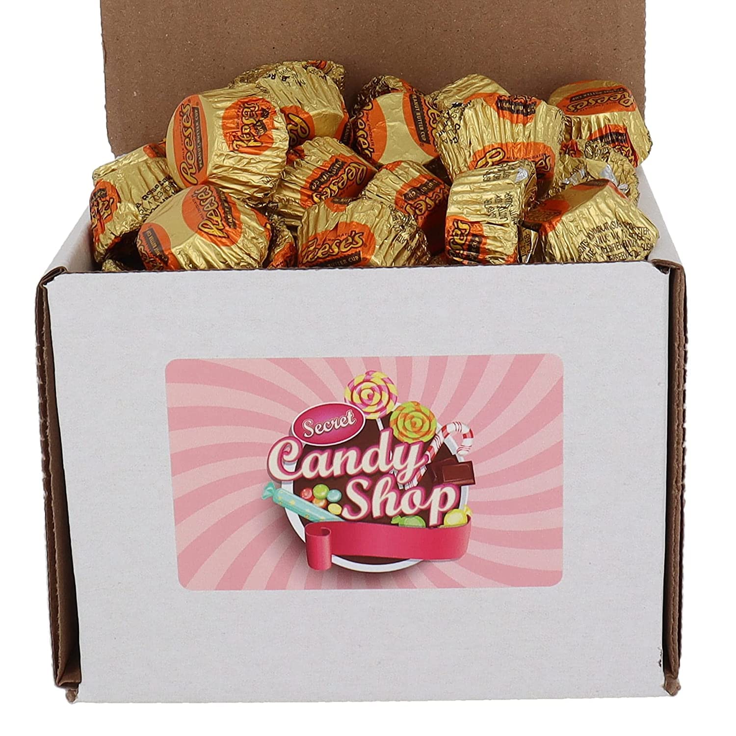 SECRET CANDY SHOP Mini Peanut Butter Cups in Milk Chocolate - 1lb Bulk Candy Box (Individually Wrapped) - Perfect for Halloween Treats, Party Favors & Office Snacks