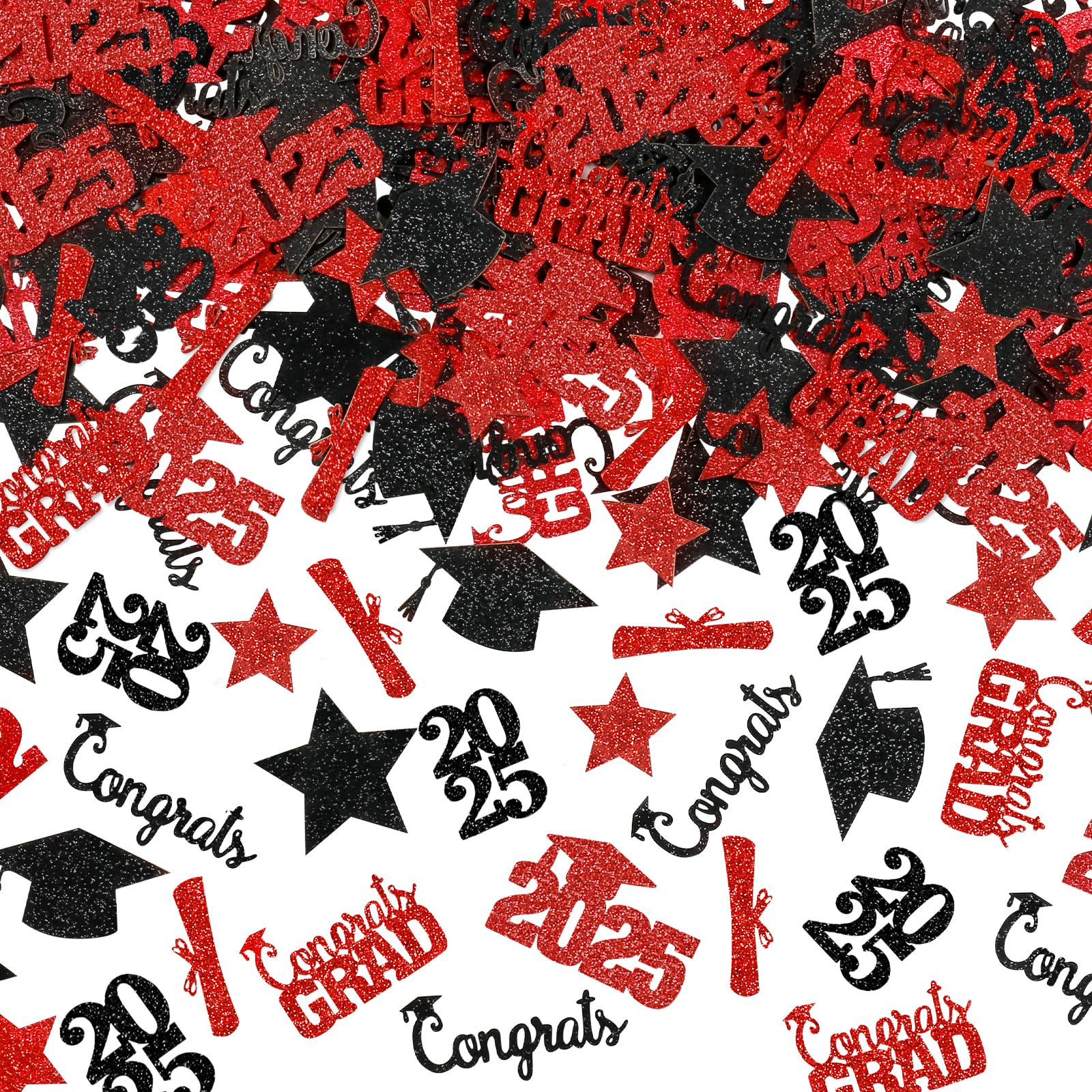 200Pcs 2025 Graduation Confetti - Red Table Confetti for Graduation Party Decorations, Grad Party Supplies, Commencement Celebration - Perfect for Table Scatter, Photo Backdrops & Graduation Centerpieces
