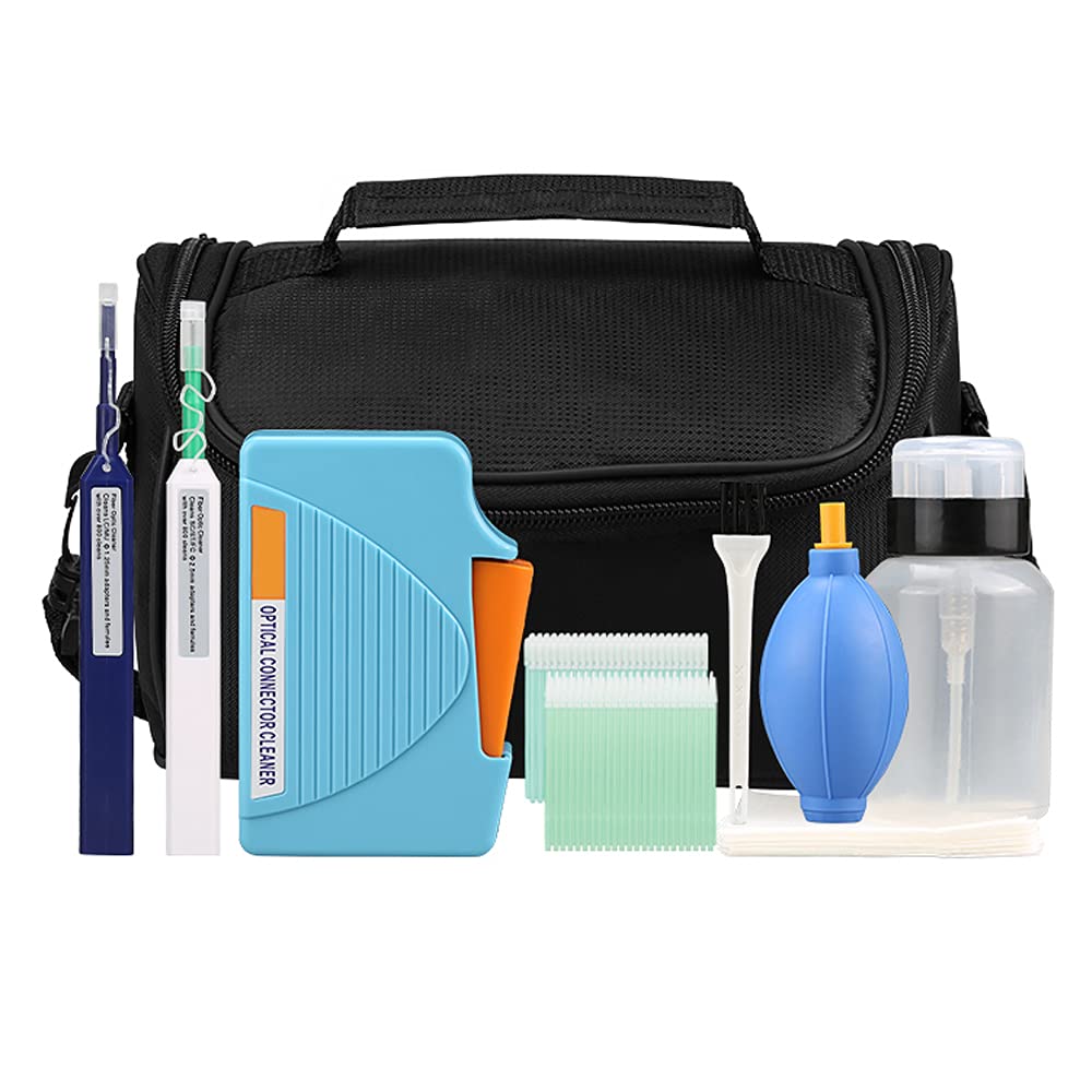 Professional Fiber Optic Cleaning Kit for FC SC ST LC MU Connectors - Includes 1.25mm/2.5mm Cleaner Pens, Cassette & Swabs (MK-200) - Perfect for Telecom, Data Centers & Network Maintenance