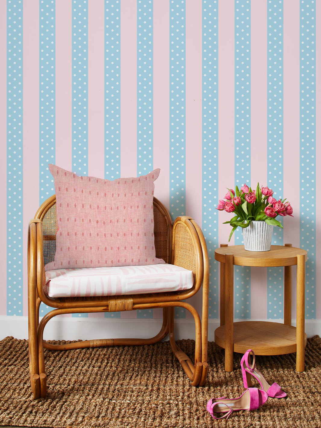 Barbie™ Just Ken Stripe Wallpaper - Blue & Pink Peel and Stick Removable Wallpaper for Bedroom, Nursery, and Home Decor